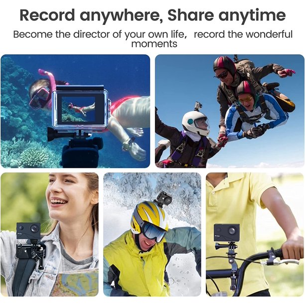 Occiam Waterproof Action Camera 4K Stabilization with 3 Batteries 1350mAh for Video,4K WiFi Remote Underwater Cameras with Wide Angle Lens HD,Sports Action Video Cameras with Accessories Mount Kit