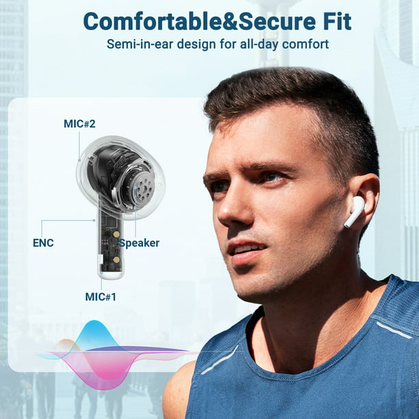 Wireless Earbuds Bluetooth Headphones 48hrs Play Back Sport Earphones with LED Display Over-Ear Buds with Earhooks Built-in Mic Headset for Workout