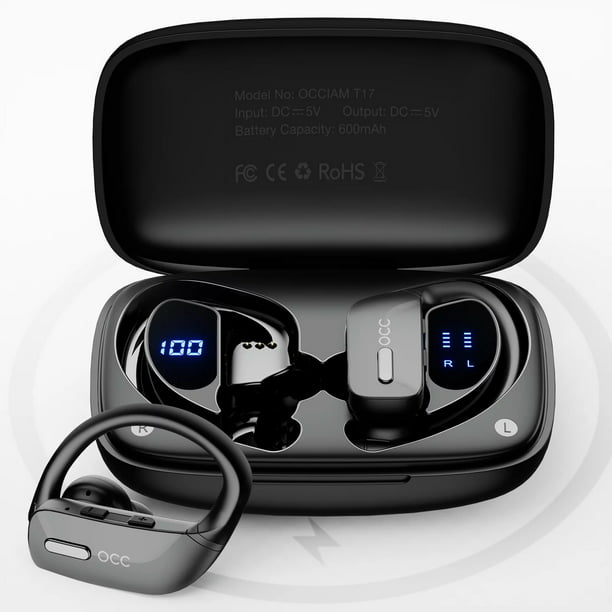 Wireless Earbuds occiam Bluetooth Headphones 48H Play Back Earphones in Ear Waterproof with Microphone LED Display for Sports Running Workout