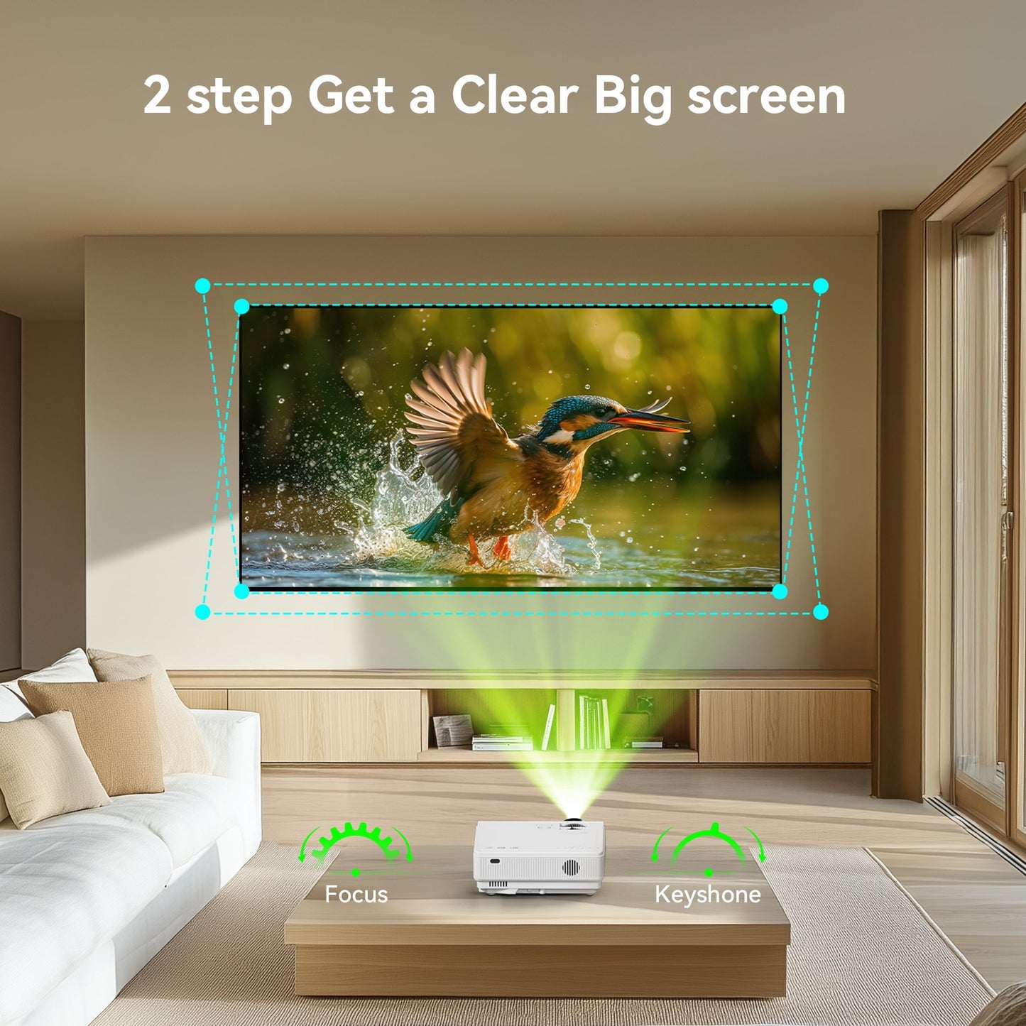 Losei M6 Portable Movie Projector for Home Theater/Outdoor, 1080P Supported Projector with 200'' Display, Compatible with HDMI/USB/AV/Smartphone/TV Box/Laptop