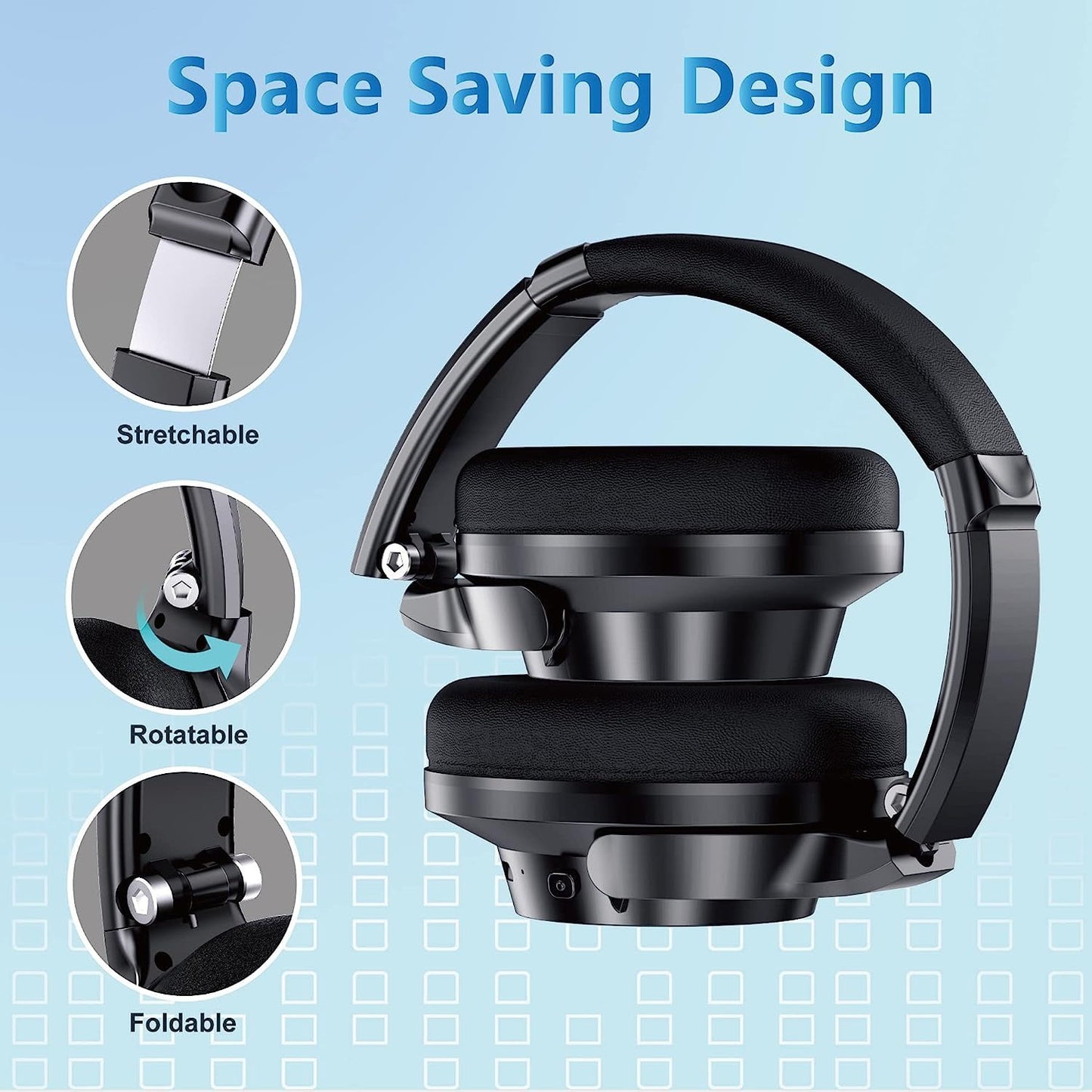 Bluetooth Headphones Over Ear,Occiam 70H Playtime and 3 EQ Music Modes Wireless Headphones with Microphone,HiFi Stereo Foldable Lightweight Headset,Deep Bass for Home Office Cellphone PC Etc.