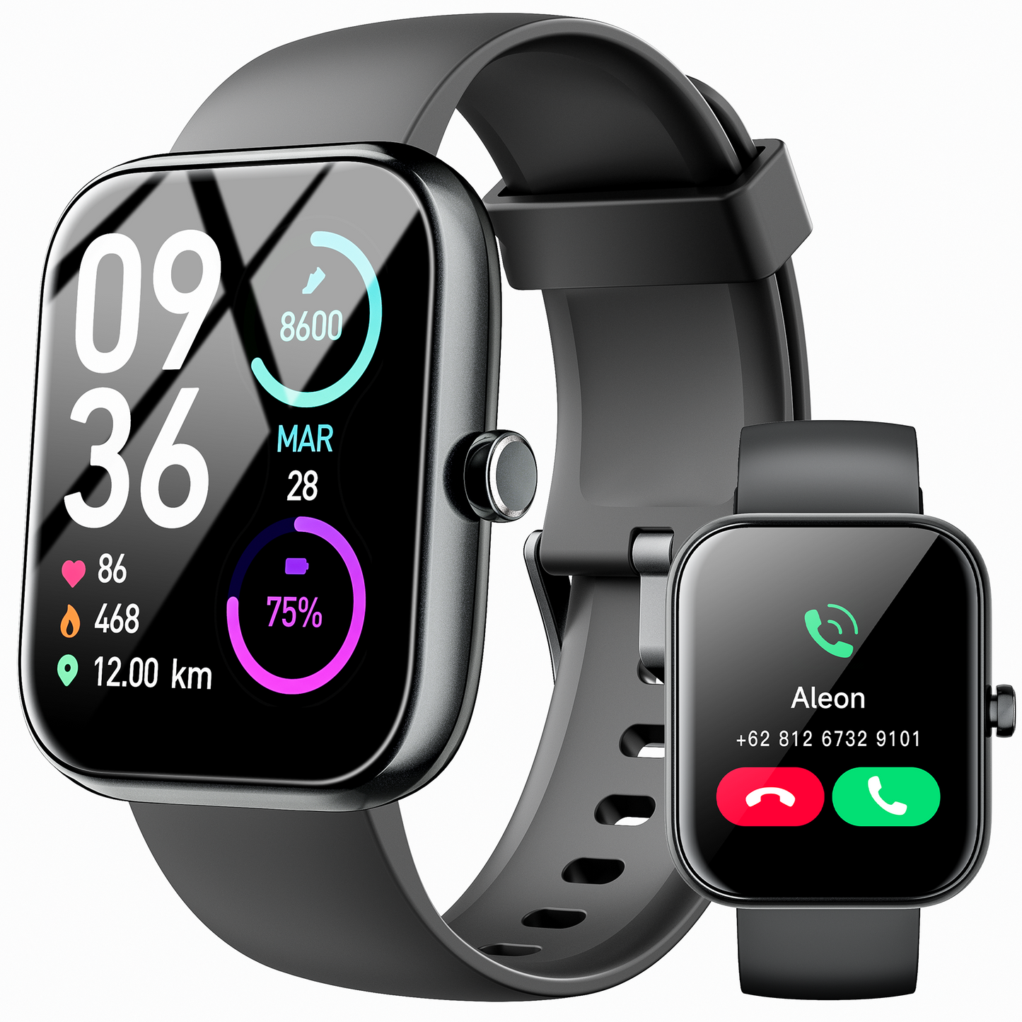 STA Smart Watch,IP68 Waterproof Smartwatch for Women Men 180+ Sports Modes,1.85-inch Fitness Tracker with Bluetooth Call(Answer/Make Calls) STA Smartwatch Compatible with Android and iPhone (Black)