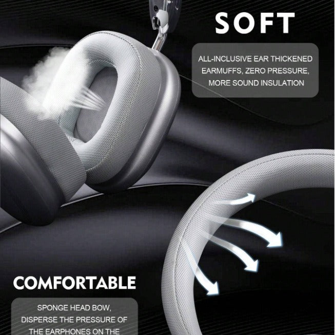 Wireless Over-Ear Headphones. Active Noise Cancelling, Transparency Mode, Spatial Audio, Bluetooth Headphones with Comfortable Protein Earpads, 24 Hours Playtime for Travel/Work,Silver