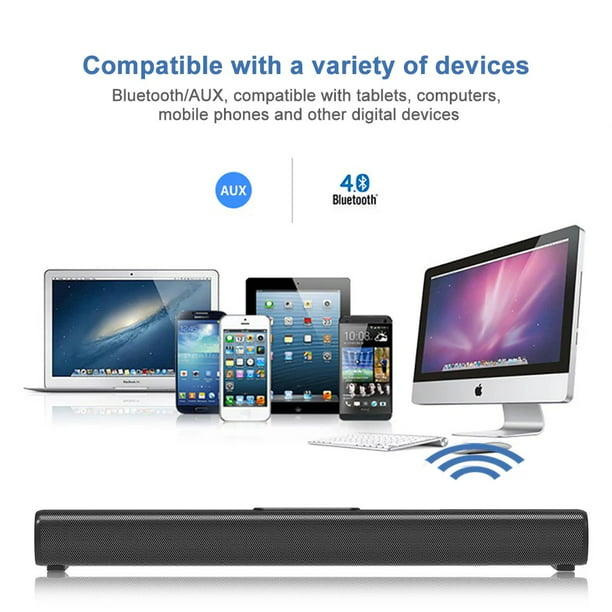2.1ch Sound Bars for TV, Soundbar with Subwoofer, Wired & Wireless Bluetooth 5.0 3D Surround Speakers, Optical/HDMI/AUX/RCA/USB Connection, Wall Mountable, Remote Control