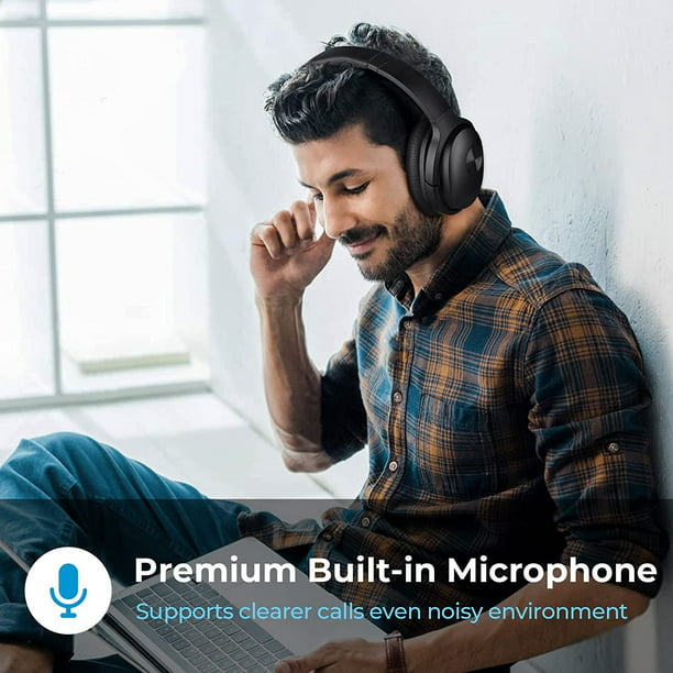 Waterproof Over-Ear Headphones, V5.0 HD Stereo Sound Sports Wireless Over-Ear Headphones with Mic, Passive Noise Cancelling Headsets, 9 Hours Battery for Gym Running Workout Men, Women