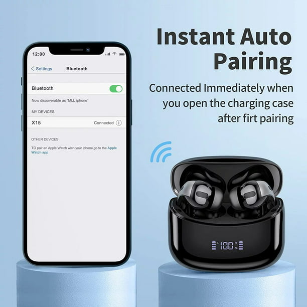 Wireless Earbuds, Bluetooth Headset with Microphone Touch Control , IPX7 Waterproof, High-Fidelity Stereo Earphones for Sports and Work,Compatible with iPhone 13 Pro Max XS XR Samsung Android