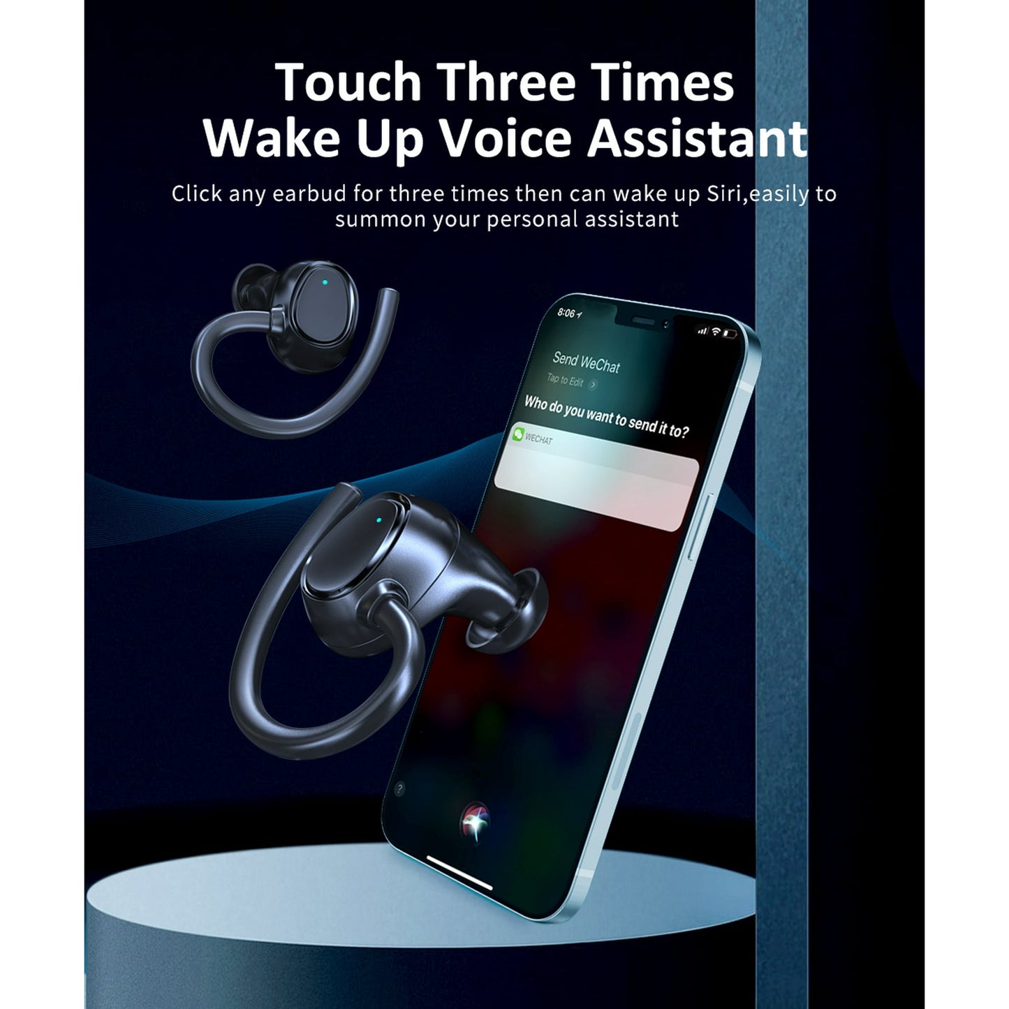 Wireless Earbuds Bluetooth Headphones 48hrs Play Back Sport Earphones with LED Display Over-Ear Buds with Earhooks Built-in Mic Headset for Workout