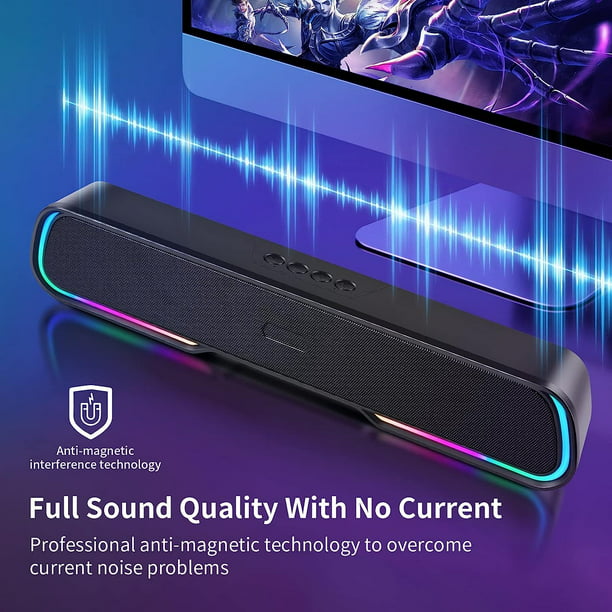 Occiam Computer Speaker Sound Bar - Wired & Wireless Bluetooth 5.0 Surround Bass Audio, Black Smart Home Speakers with AUX TFcard Connection - Best Theater Loud Speaker for PC TV Desktop & Room