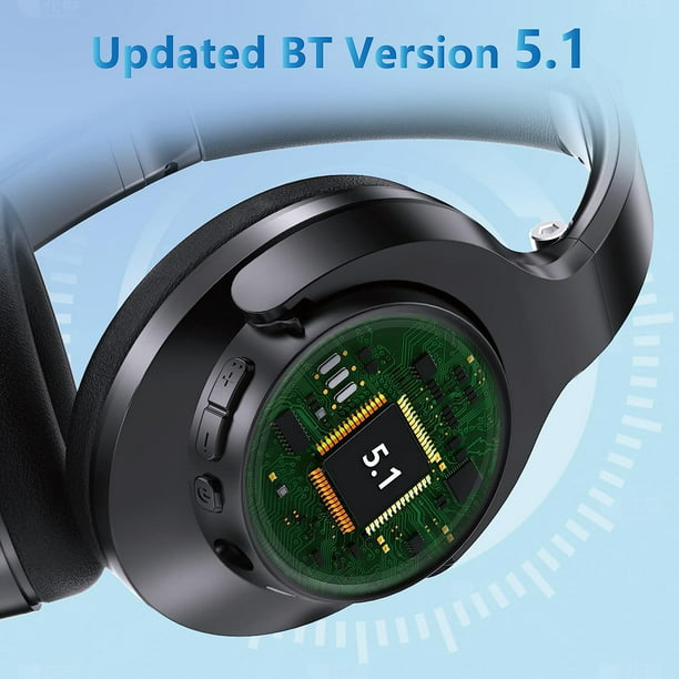 Bluetooth Headphones Over Ear,Occiam 70H Playtime and 3 EQ Music Modes Wireless Headphones with Microphone,HiFi Stereo Foldable Lightweight Headset,Deep Bass for Home Office Cellphone PC Etc.