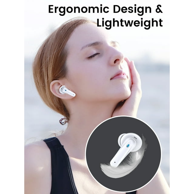 VEAT00L Wireless earbuds, Bluetooth headset 60 hours of battery life with noise cancellation Clear calls Built-in microphone IPX7 waterproof V5.3 Bluetooth earbuds Stereo earbuds for sports and work