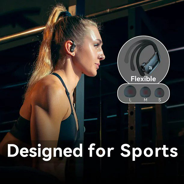 Wireless Earbuds Bluetooth Headphones 48hrs Play Back Sport Earphones with LED Display Over-Ear Buds with Earhooks Built-in Mic Headset for Workout