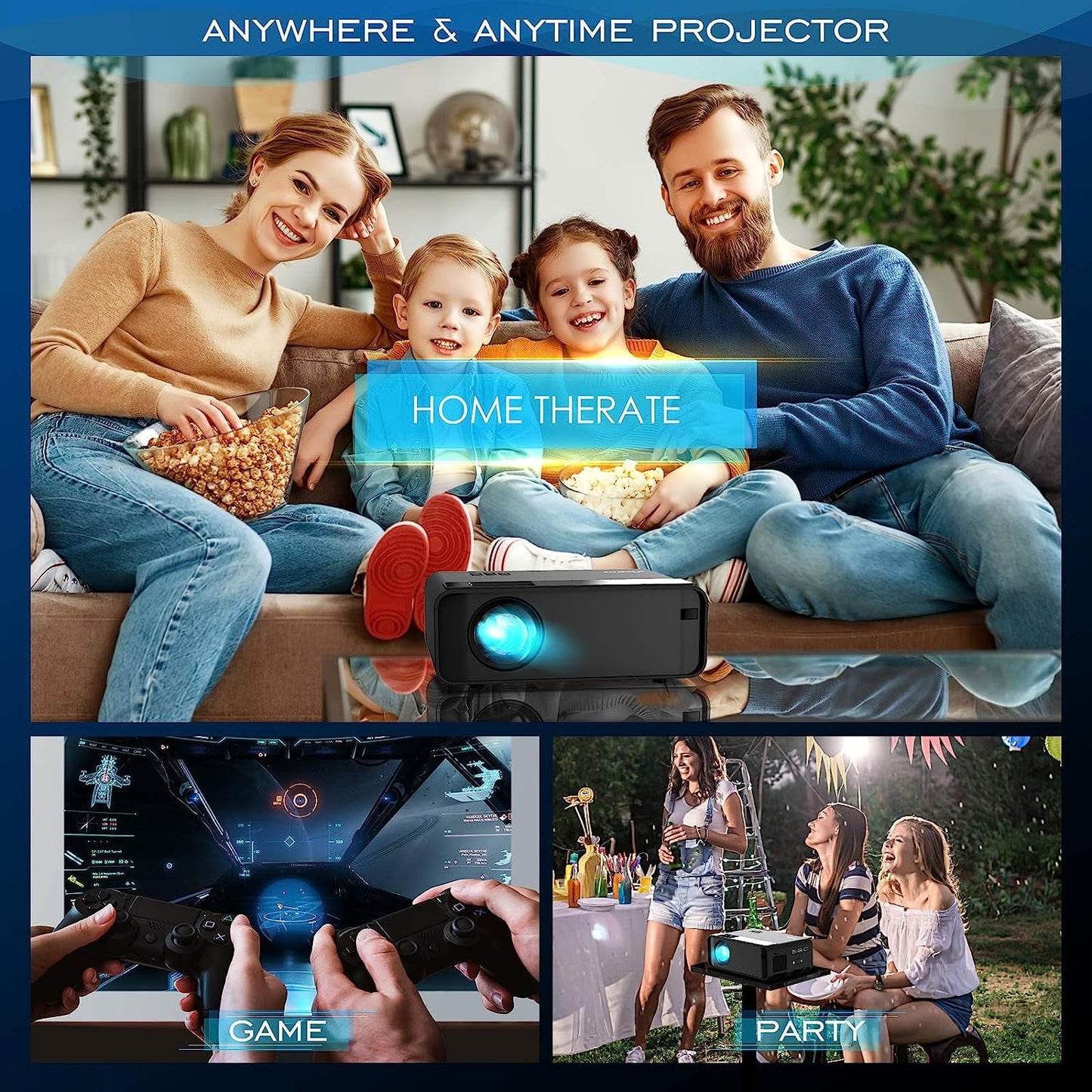 Occiam Mini WiFi Projector for iPhone, 2023 Upgraded HD Movie Projector with Synchronize Smartphone Screen, Portable Projector Supports 1080P, Compatible with iOS/Android/TV Stick, and HDMI/USB/VGA