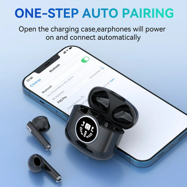 Wireless Earbuds Bluetooth 5.0 Headphones IPX5 Waterproof TWS Deep Bass Stereo Noise Cancelling Headset in Ear 50H Playtime Mic USB-C Charging Case LED Battery Display for Sport
