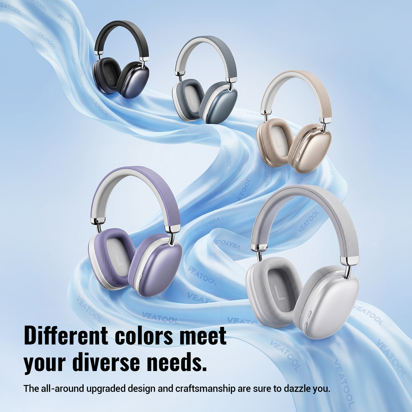 Wireless Bluetooth Headphones 5.1,40 Hrs Playtime Wireless Over-Ear Headphones,4 Mics ENC Noise Cancelling for Clear Calls, Lightweight Headset with Deep Bass Comfort fit for Travel Work