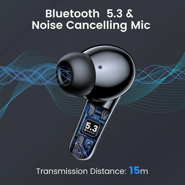 P91 Style True Wireless Earbuds Bluetooth 5.3 ANC+ENC Long Playtime HiFi Headphone Gaming Headset Sports Travel Office Digital LED Display Earphones 2 Mic Android iOS Cell Phone
