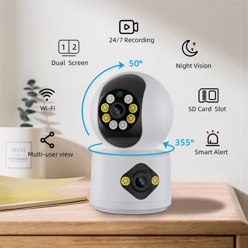 Losei 2.5K Indoor Security Camera,Dual Lens 360° Cameras for Home Security Indoor with Motion Detection Alert, Pet Camera with 2 Way Audio, Baby Monitor-Night Vision