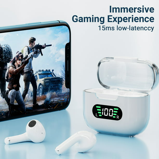 Wireless Earbuds Bluetooth Headphones 48hrs Play Back Sport Earphones with LED Display Over-Ear Buds with Earhooks Built-in Mic Headset for Workout