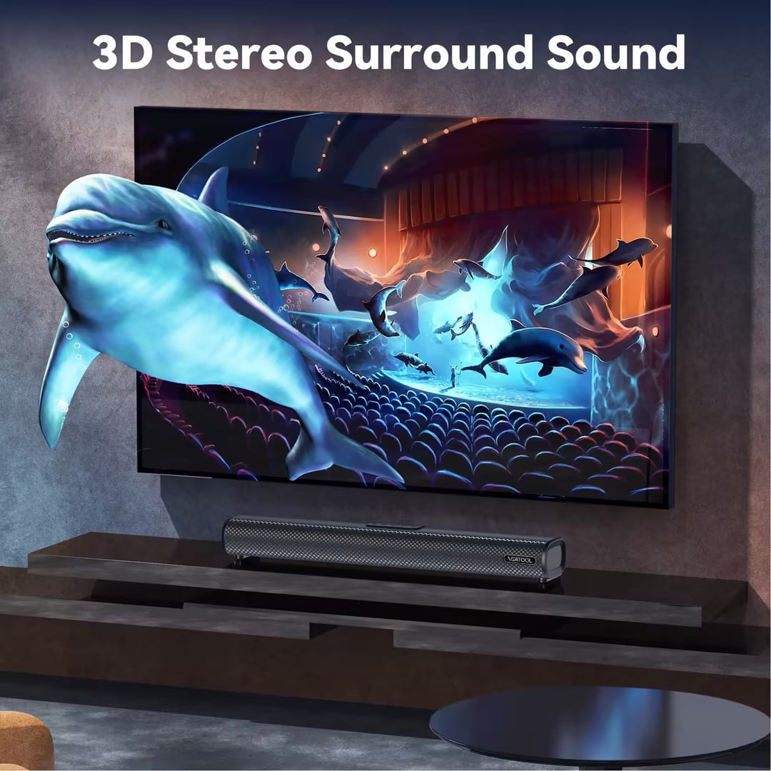 VEAT00L S20L Sound Bars for TV, 3D Surround Sound System TV Sound Bar, 2.1 ch Home Theater Audio with Built-in Subwoofer,50W TV Speakers | HDMI ARC, Bluetooth, Optical, RCA, USB & AUX Wall Mountable