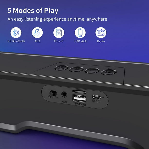 Occiam Computer Speaker Sound Bar - Wired & Wireless Bluetooth 5.0 Surround Bass Audio, Black Smart Home Speakers with AUX TFcard Connection - Best Theater Loud Speaker for PC TV Desktop & Room