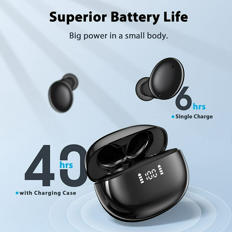 Occiam True Wireless Earbuds Bluetooth 5.0 Headphones Touch Control with Wireless Charging Case IPX7 Waterproof Stereo Earphones in-Ear Built-in Mic Headset Premium Deep Bass Black