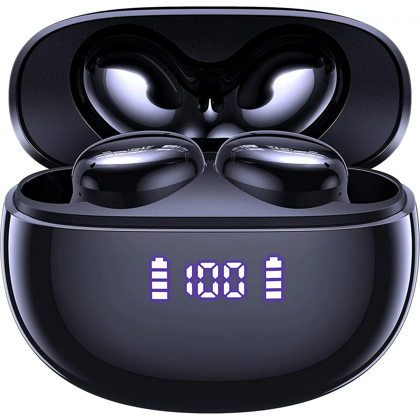 Occiam True Wireless Earbuds Bluetooth 5.0 Headphones Touch Control with Wireless Charging Case IPX7 Waterproof Stereo Earphones in-Ear Built-in Mic Headset Premium Deep Bass Black