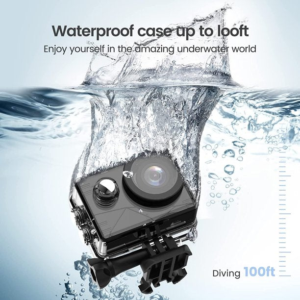 Occiam Waterproof Action Camera 4K Stabilization with 3 Batteries 1350mAh for Video,4K WiFi Remote Underwater Cameras with Wide Angle Lens HD,Sports Action Video Cameras with Accessories Mount Kit