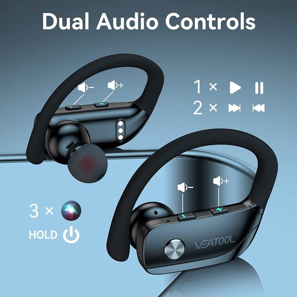 Wireless Earbuds Bluetooth Headphones 48hrs Play Back Sport Earphones with LED Display Over-Ear Buds with Earhooks Built-in Mic Headset for Workout