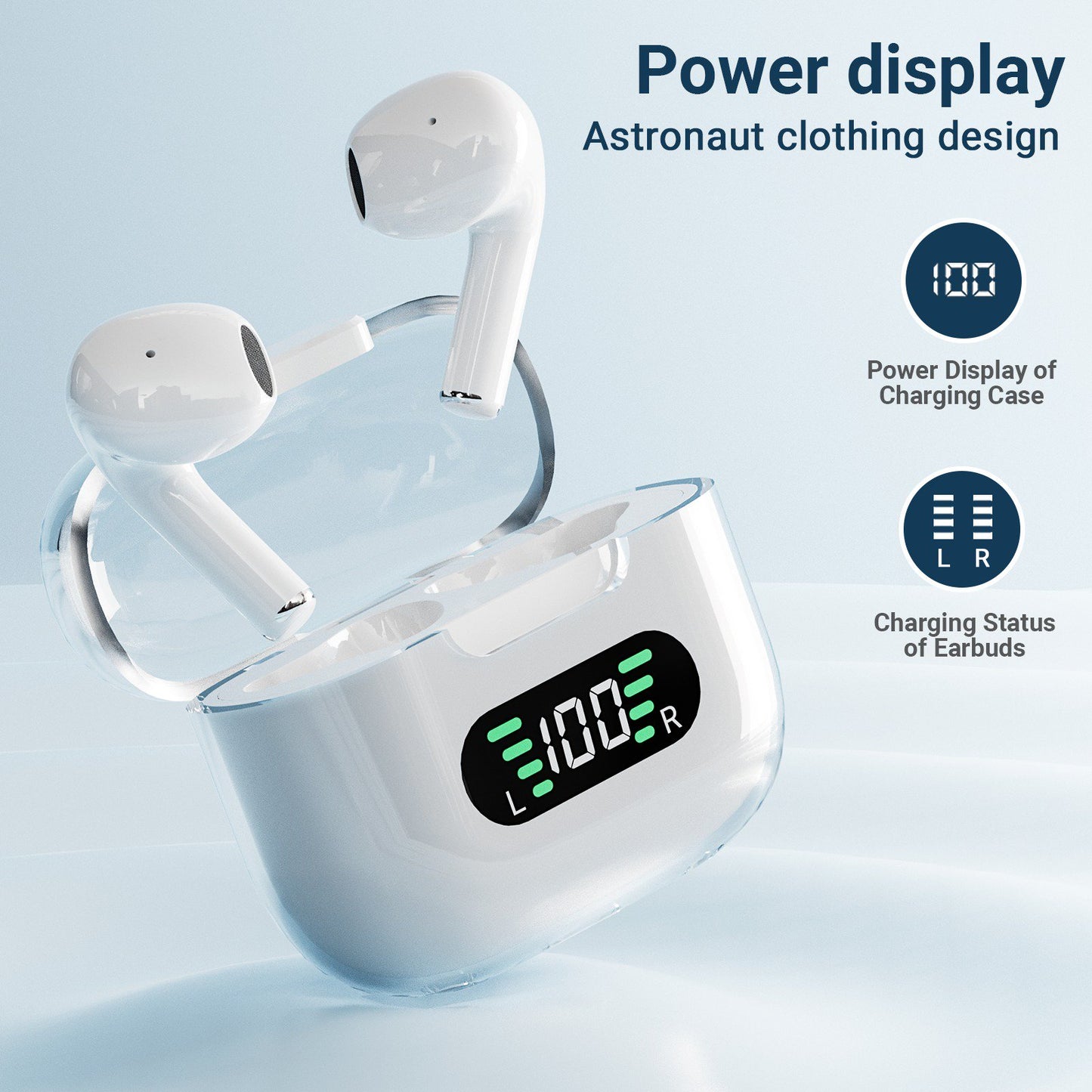 Wireless Earbuds Bluetooth Headphones 48hrs Play Back Sport Earphones with LED Display Over-Ear Buds with Earhooks Built-in Mic Headset for Workout