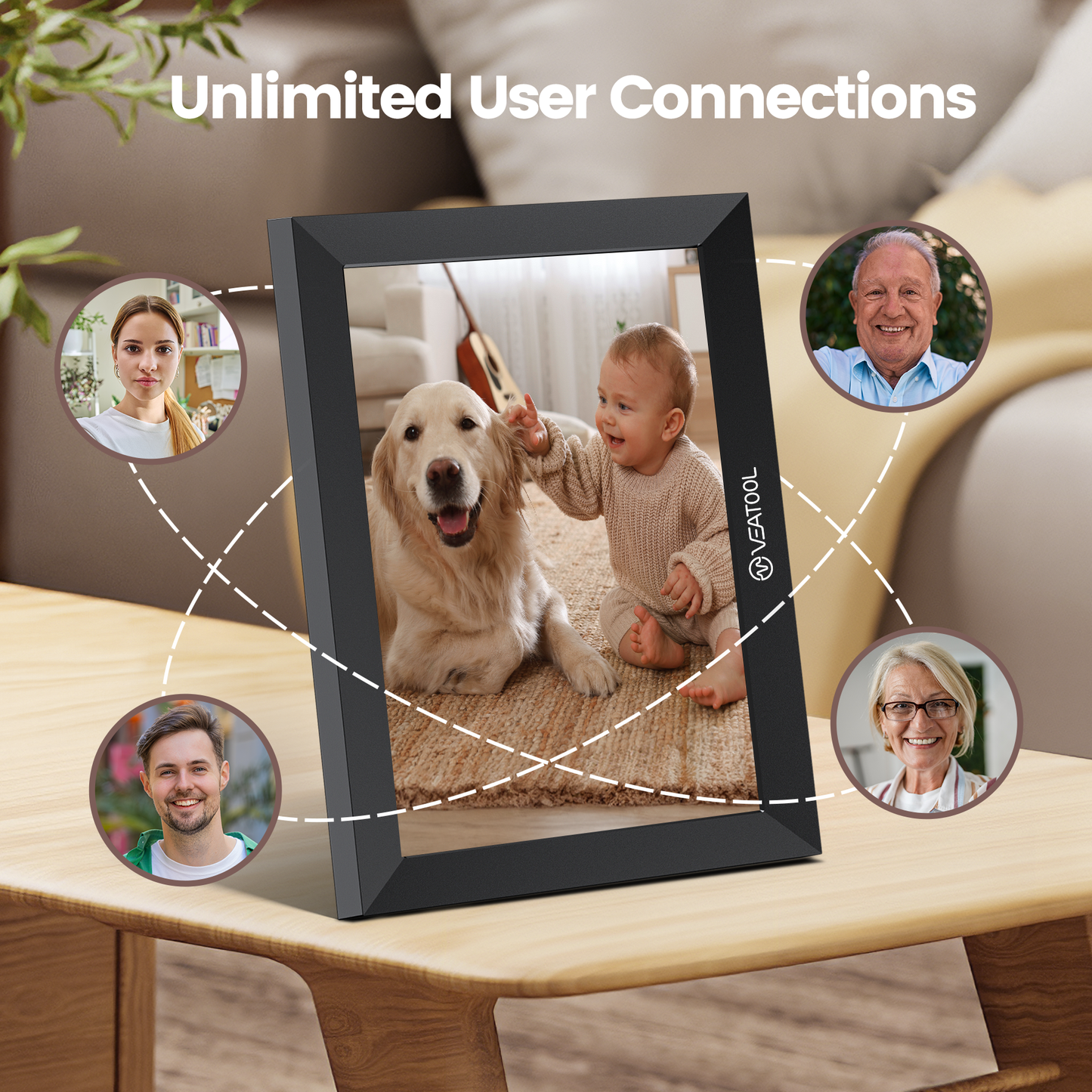 VEAT00L WiFi Digital Picture Frame 10.1 Inch, 1080P IPS Touch Screen Digital Photo Frame with 32GB Memory, Auto-Rotate, Wall Mountable, Instantly Send Photos or Videos from Anywhere via Uhale App