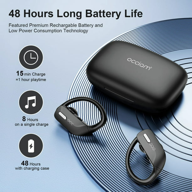 Wireless Earbuds occiam Bluetooth Headphones 48H Play Back Earphones in Ear Waterproof with Microphone LED Display for Sports Running Workout