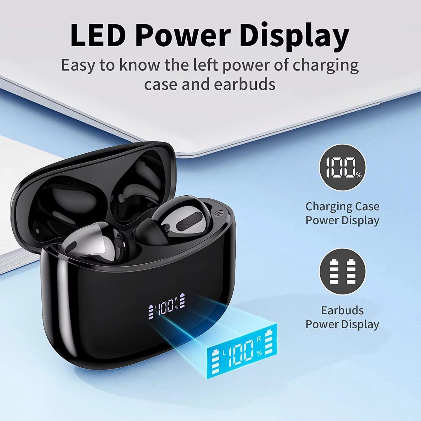 Wireless Earbuds, Bluetooth Headset with Microphone Touch Control , IPX7 Waterproof, High-Fidelity Stereo Earphones for Sports and Work,Compatible with iPhone 13 Pro Max XS XR Samsung Android