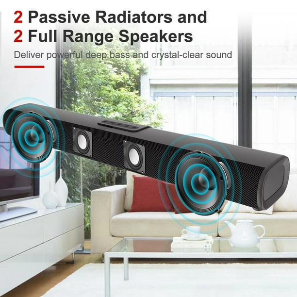 2.1ch Sound Bars for TV, Soundbar with Subwoofer, Wired & Wireless Bluetooth 5.0 3D Surround Speakers, Optical/HDMI/AUX/RCA/USB Connection, Wall Mountable, Remote Control