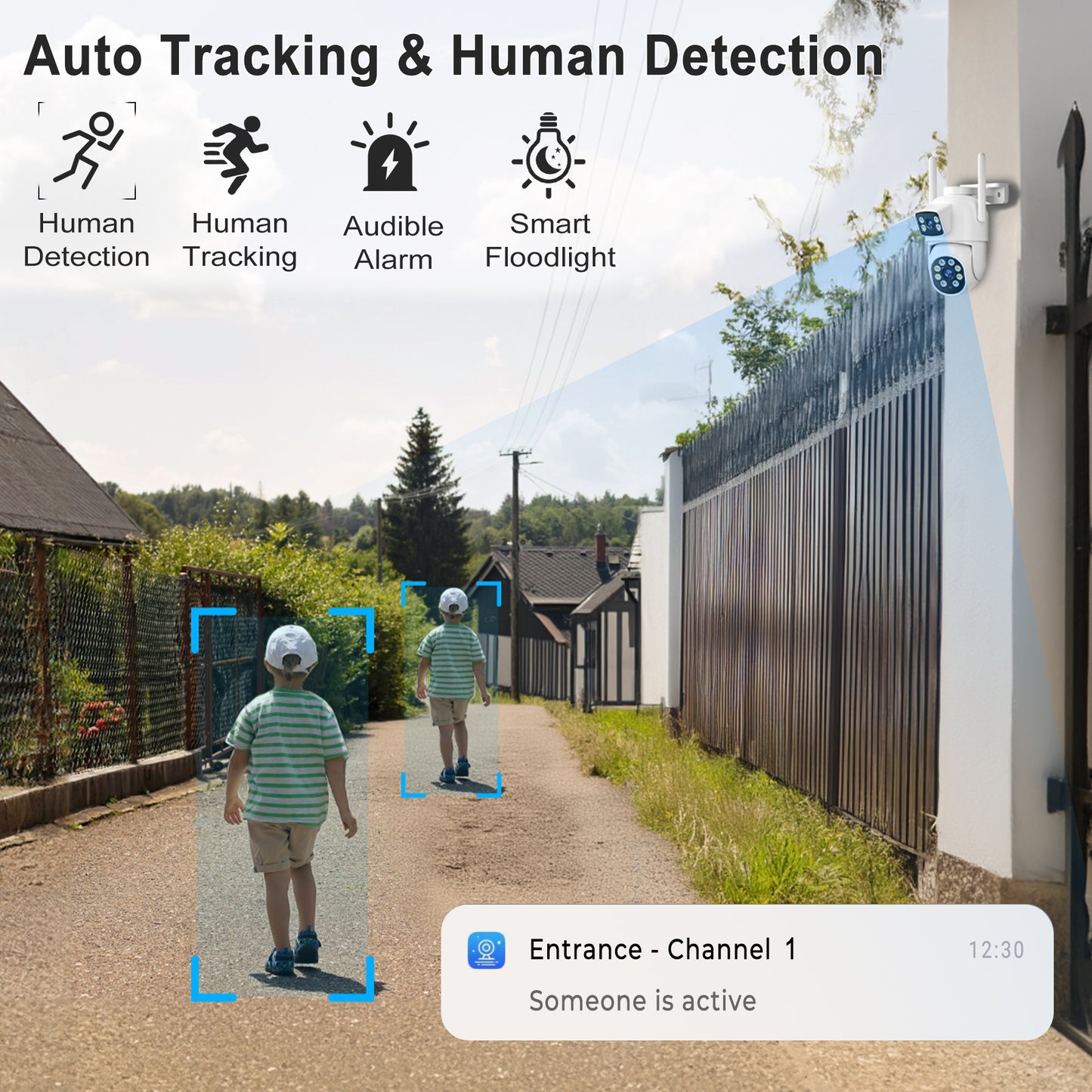 Losei Indoor/Outdoor 4K Smart Security Camera, 2.4G&5G WiFi with Night Vision, Dual-Screen Display, 2-Way Talk, Human Detection, Motion Tracking, Cloud & SD Card Storage,Waterproof