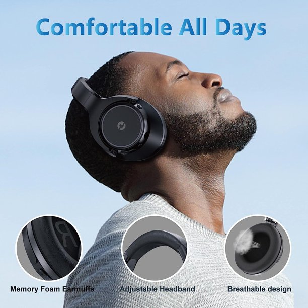 Bluetooth Headphones Over Ear,Occiam 70H Playtime and 3 EQ Music Modes Wireless Headphones with Microphone,HiFi Stereo Foldable Lightweight Headset,Deep Bass for Home Office Cellphone PC Etc.