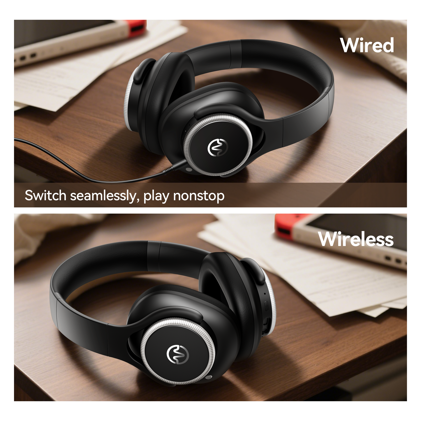 Hybrid Active Noise Cancelling Bluetooth 6.0 Headphones 120H Long Playtime, 6 ENC Mic, Over Ear Headphones Wireless, Hi-Res Audio, Memory Foam Earcup