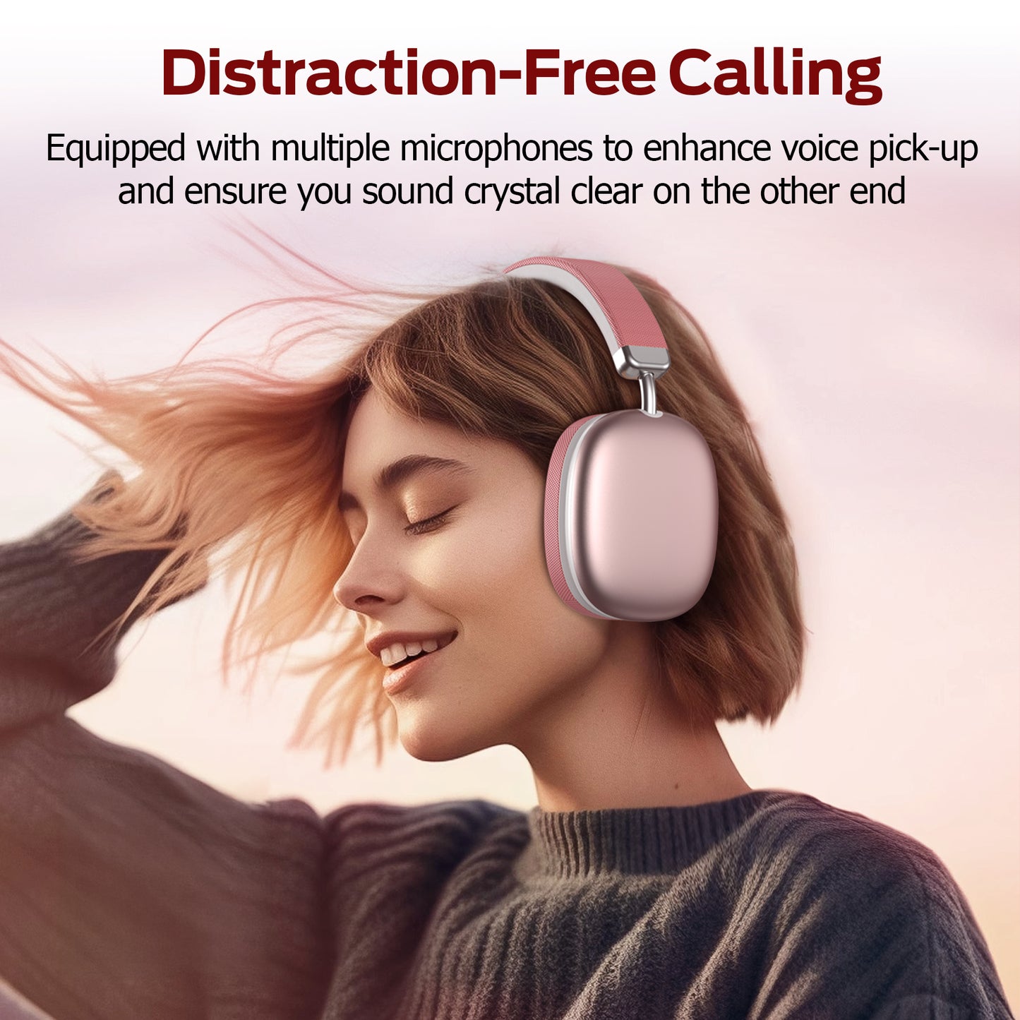 Bluetooth Headphones Over Ear, 65Hrs Playtime Wireless Headphones,Bass Boosted by 90%,Lightweight Headset with Deep Bass, Clear Call with 4 Noise Cancelling Mics,Low Latency for Travel Work Cellphone