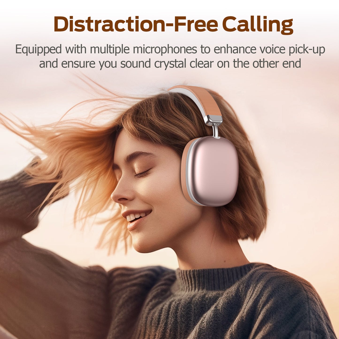 Bluetooth Headphones Over Ear, 65Hrs Playtime Wireless Headphones,Bass Boosted by 90%,Lightweight Headset with Deep Bass, Clear Call with 4 Noise Cancelling Mics,Low Latency for Travel Work Cellphone