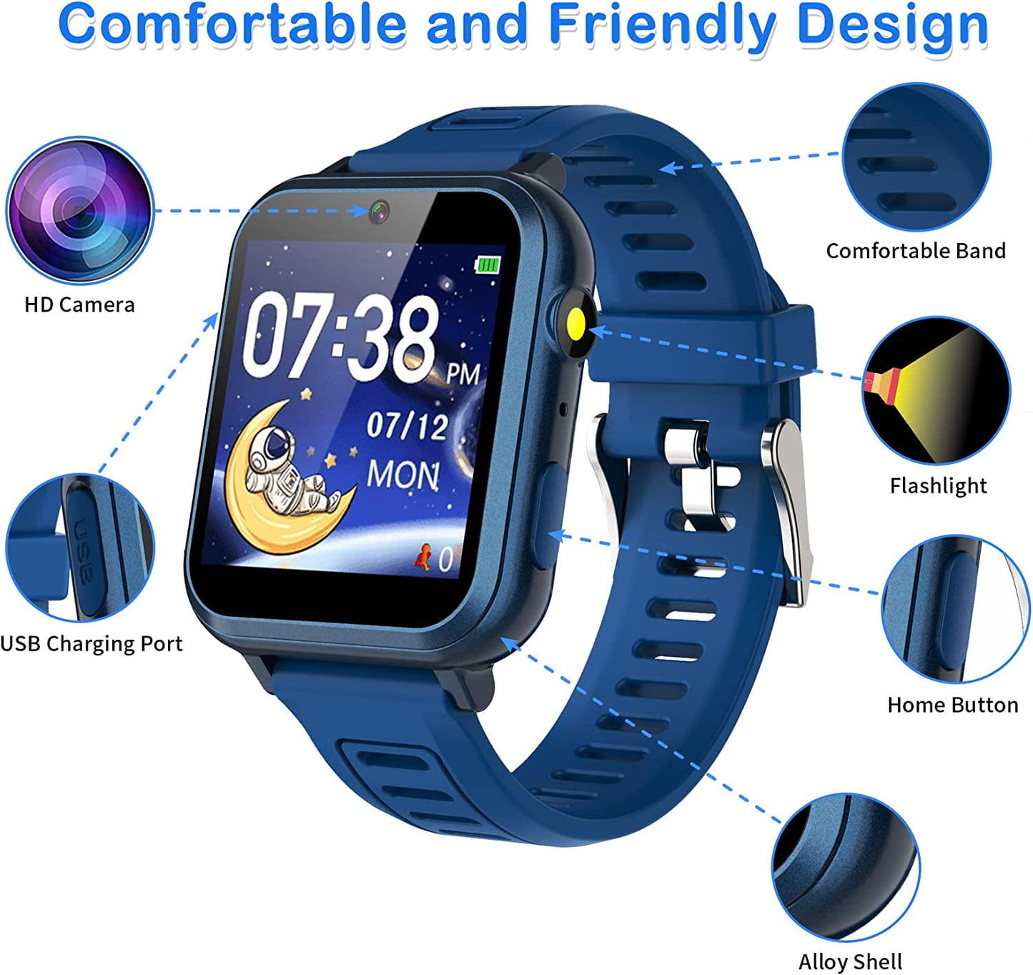STA Smart Watch, 1.95"HD Smart Watch for Man Women,180 Sport Modes, Fitness Activity Tracker, IP68 Waterproof, Smart Watch for Android iOS （Blue）