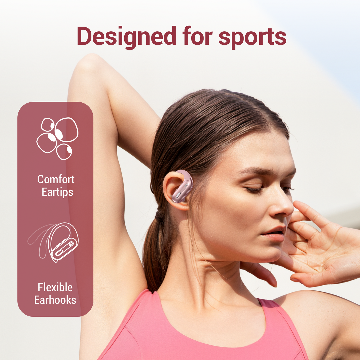 Hybrid Active Noise Cancelling Wireless Ear Buds, 75Hrs Bluetooth 5.3 Headphones IP7 Waterproof for Sport, Running Wireless Earphones with ENC, Deep Bass Over Ear bud with Earhooks for Android, iOS