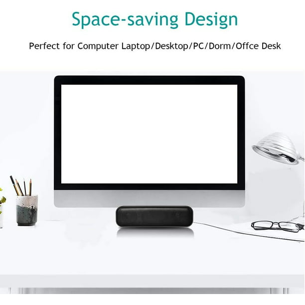USB Computer Speaker,USB Powered Mini Soundbar Speaker,Laptop Stereo Speakers with Space Saving Design for Computer Laptop Desktop PC Dorm Offce Desk Restaurant