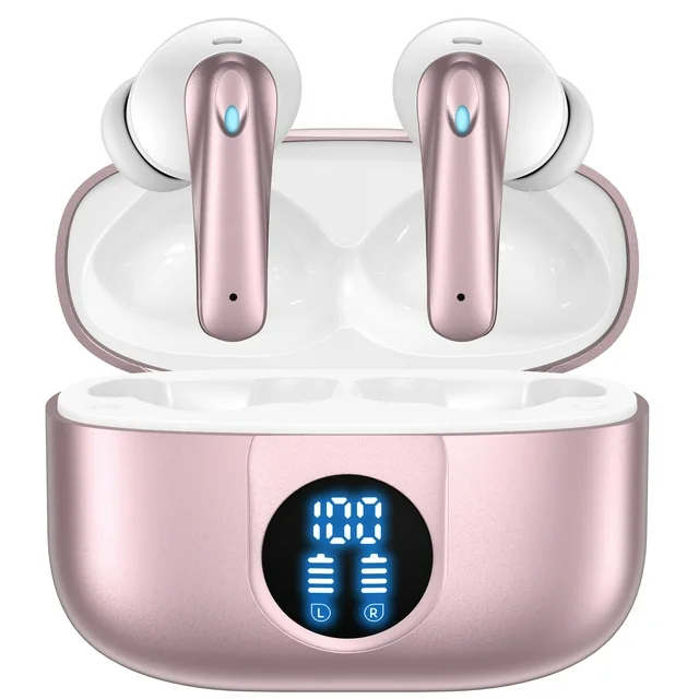 VEAT00L Wireless earbuds, Bluetooth headset 60 hours of battery life with noise cancellation Clear calls Built-in microphone IPX7 waterproof V5.3 Bluetooth earbuds Stereo earbuds for sports and work