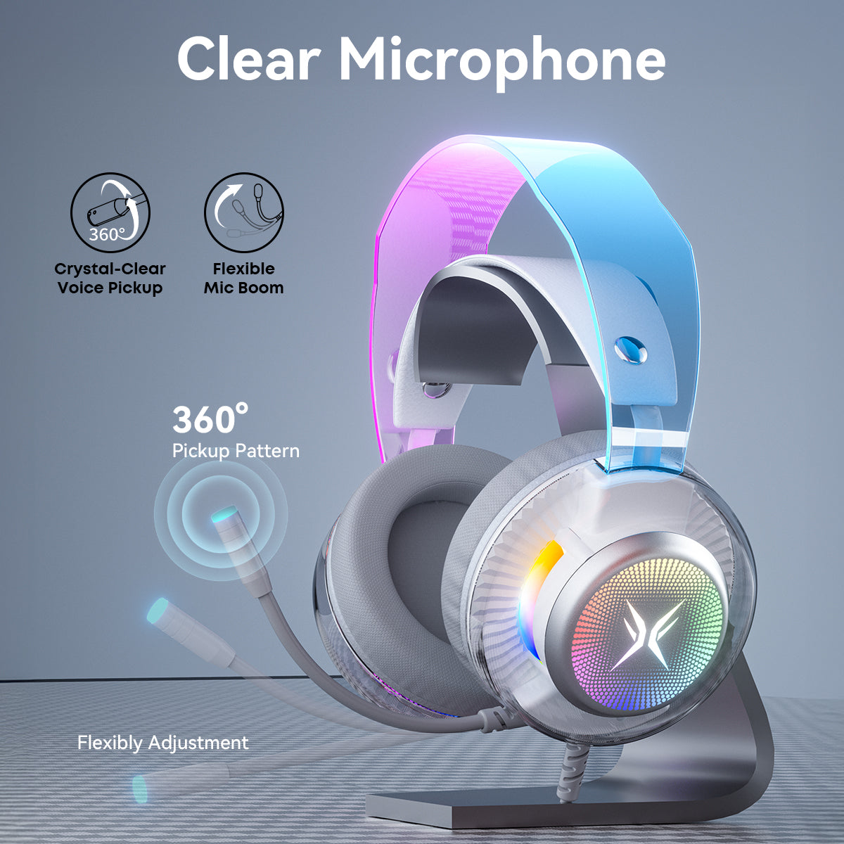 VEATOOL G5 Wired USB Gaming Headset,7.1 Surround Sound Gaming Headphones,Vibrant RGB - Game/Chat Balance, Over Ear Headphones with Noise Canceling Mic for PC, PS5/PS4, Laptop, Mac