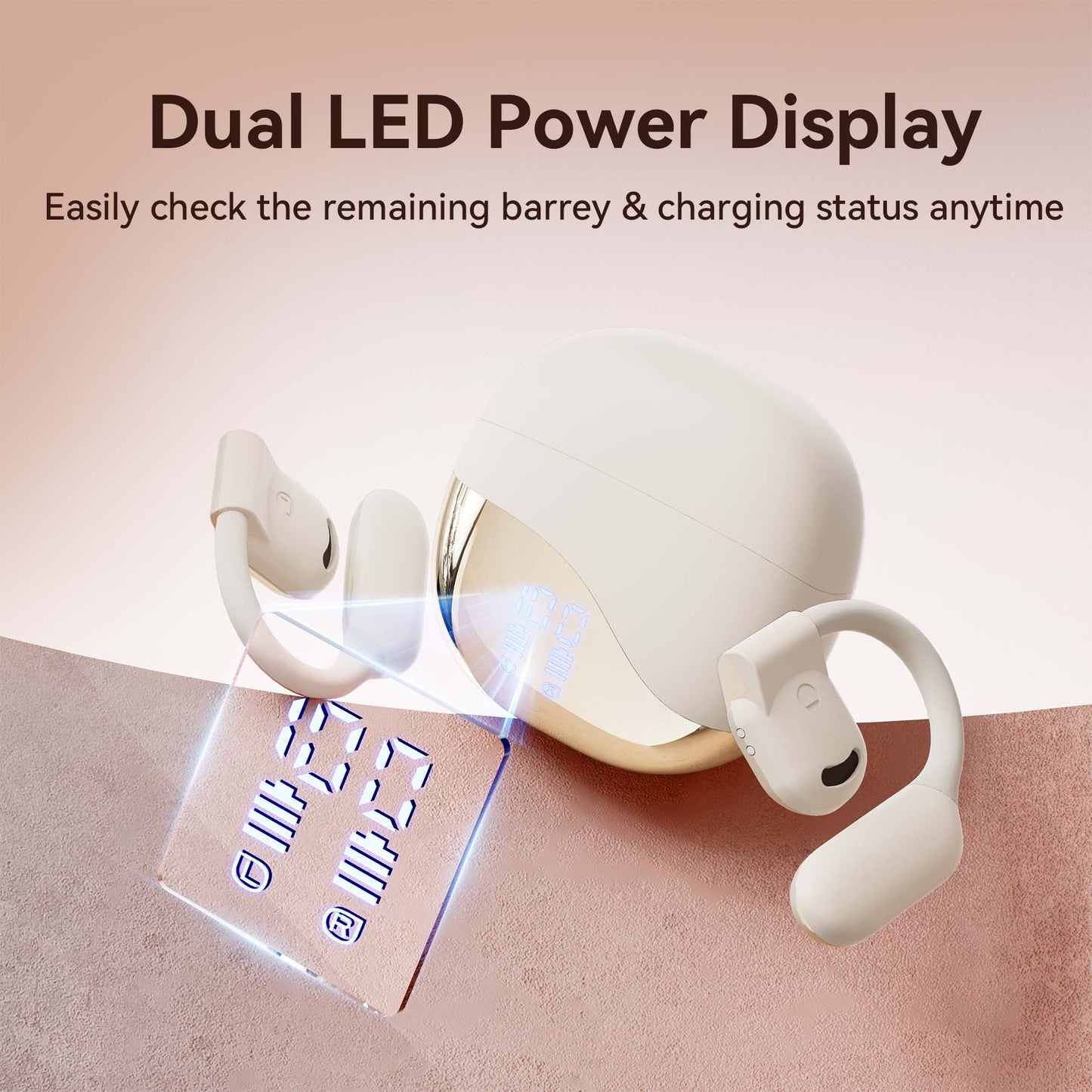 VEATOOL Wireless Earbuds Open Ear Headphone Sport, Bluetooth 5.4 Earbud, 50Hrs Earphone with Earhook, Noise Cancelling Mic,Light Weight Comfortable Fit,Suitable for Running,Workouts