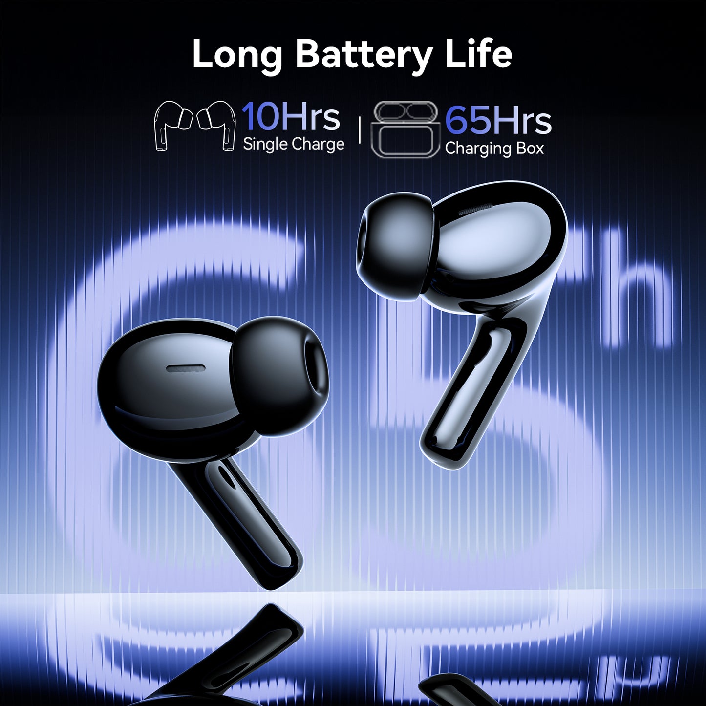 Wireless Bluetooth Touchscreen Earbuds,65H Bass Stereo Ear Buds with 6 EQ Modes,Multifunction LED Full Color Touchscreen Wireless Earphones with ENC Mic,ANC Noise Cancelling/Transparency Mode