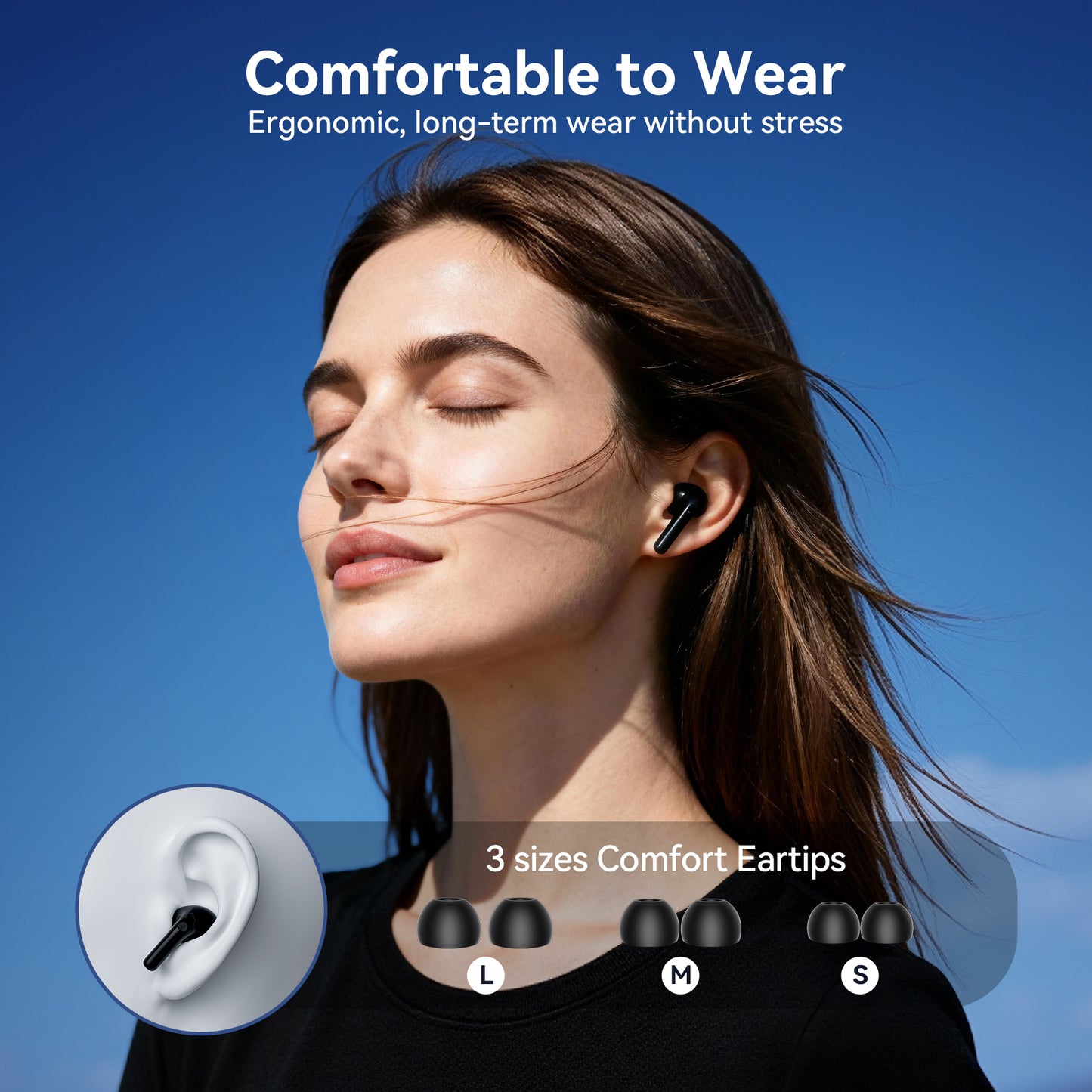 Wireless Bluetooth Touchscreen Earbuds,65H Bass Stereo Ear Buds with 6 EQ Modes,Multifunction LED Full Color Touchscreen Wireless Earphones with ENC Mic,ANC Noise Cancelling/Transparency Mode