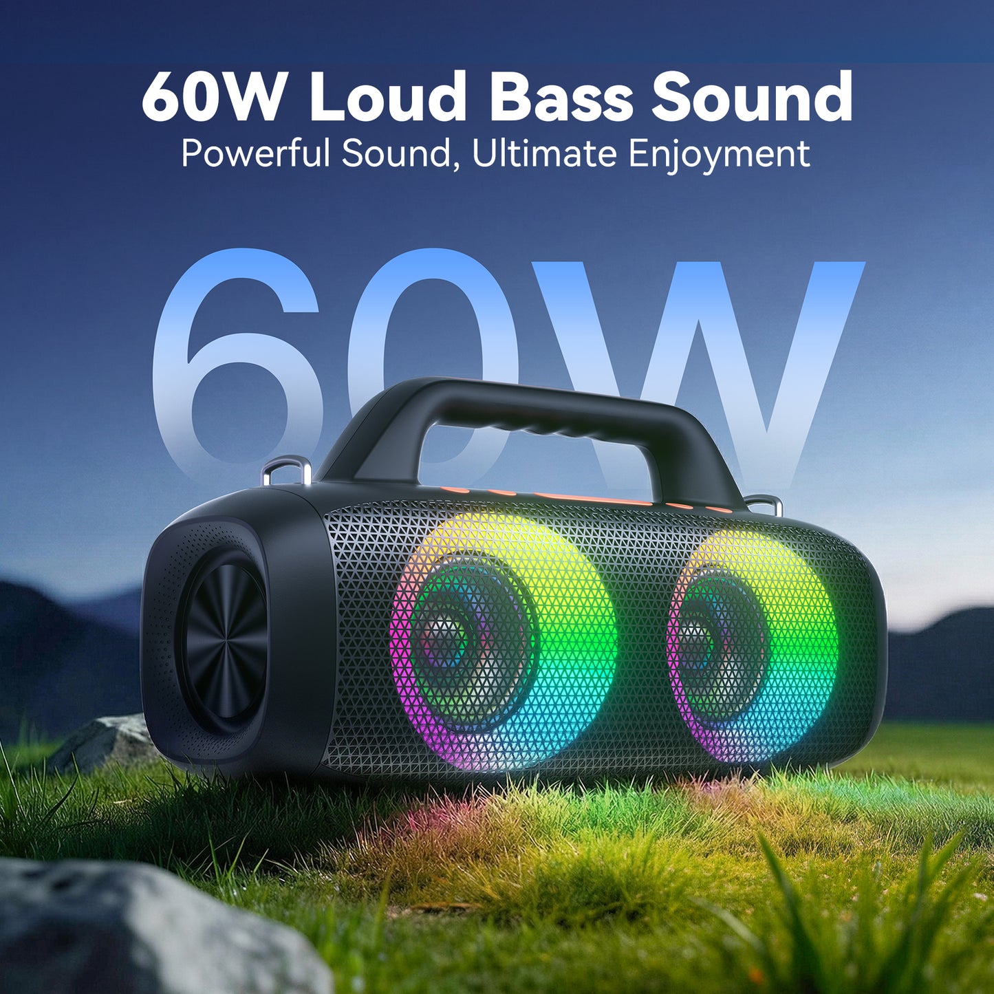 VEATOOL Portable Bluetooth Speaker, 80W Peak Loud Outdoor Speaker with Bass, 24H Playtime, RGB Lights,Portable Wireless Speakers for Outdoor, Home, Party, Pool, Beach, Tailgating, Gym, Work, Gifts