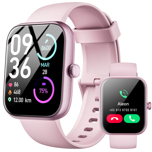 Smart Watch for Android and iPhone, IP68 Waterproof Smartwatch for Women Men 180+ Sports Modes 1.85-inch Fitness Tracker, Smart Watch with Bluetooth Call(Answer/Make Calls), for Gift Pink