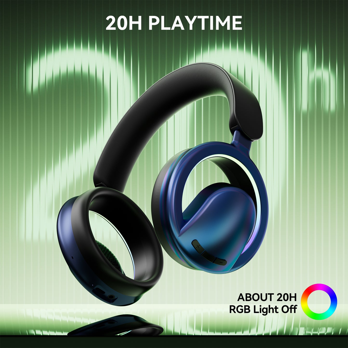Wireless Bluetooth Open Ear Headphones,20H Playtime On Ear Bluetooth Headphones with Detachable Mic,Ultra-Comfort, Rich Bass,Breathable &Foldable Gaming Headset for Travel Home Office Game