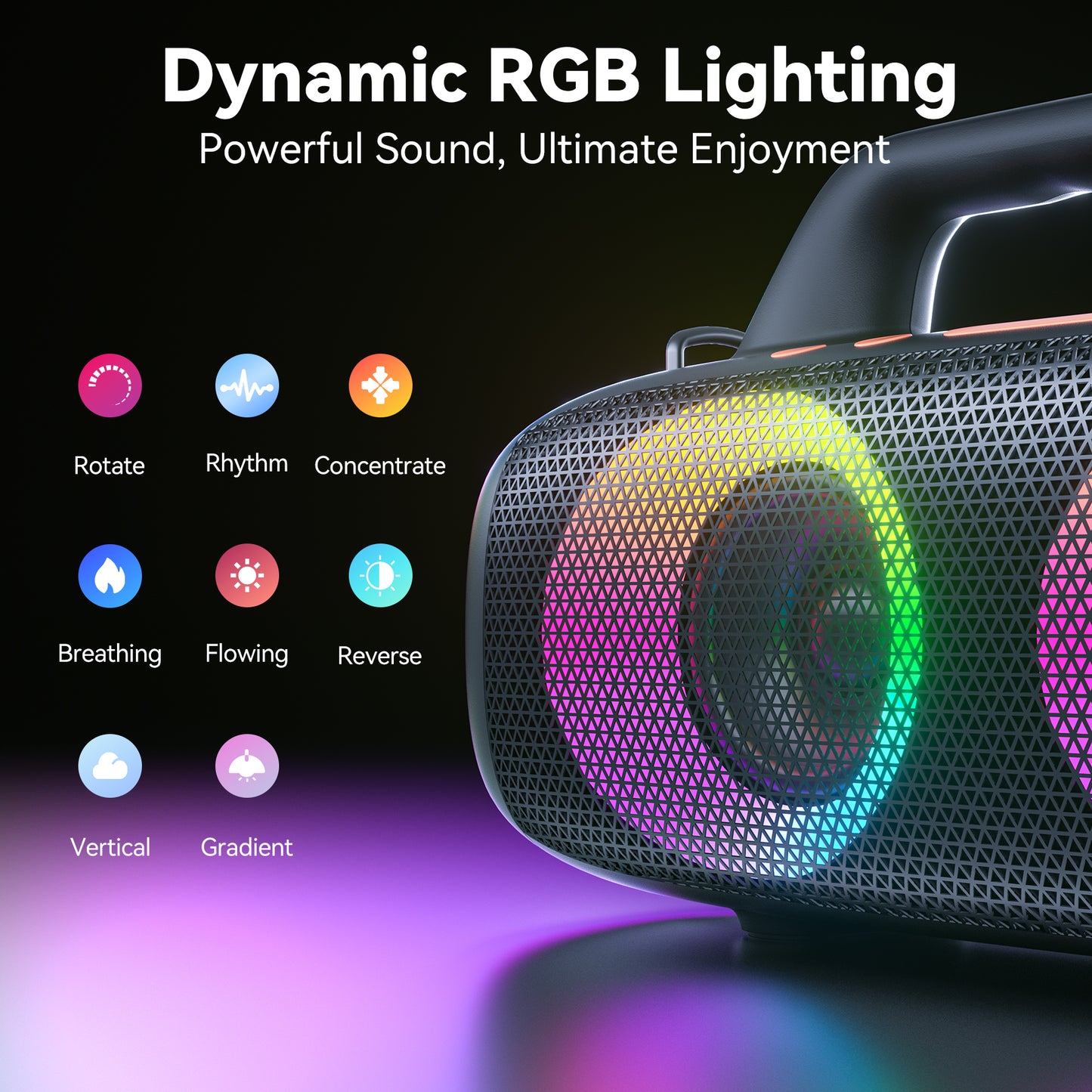 VEATOOL Portable Bluetooth Speaker, 80W Peak Loud Outdoor Speaker with Bass, 24H Playtime, RGB Lights,Portable Wireless Speakers for Outdoor, Home, Party, Pool, Beach, Tailgating, Gym, Work, Gifts