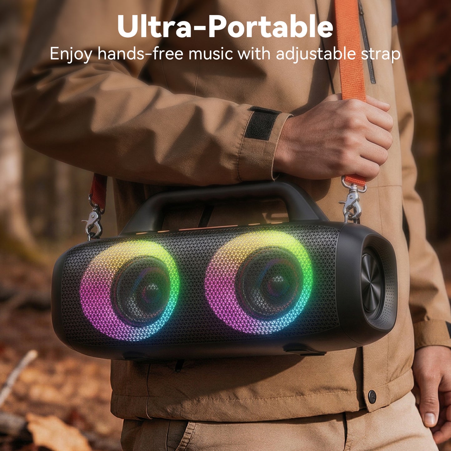 VEATOOL Portable Bluetooth Speaker, 80W Peak Loud Outdoor Speaker with Bass, 24H Playtime, RGB Lights,Portable Wireless Speakers for Outdoor, Home, Party, Pool, Beach, Tailgating, Gym, Work, Gifts